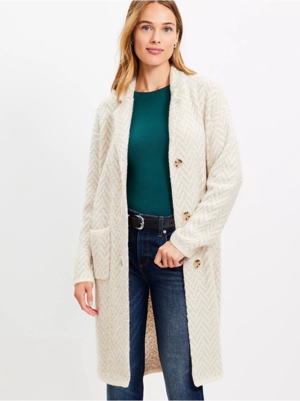 LOFT Textured Long Cardigan